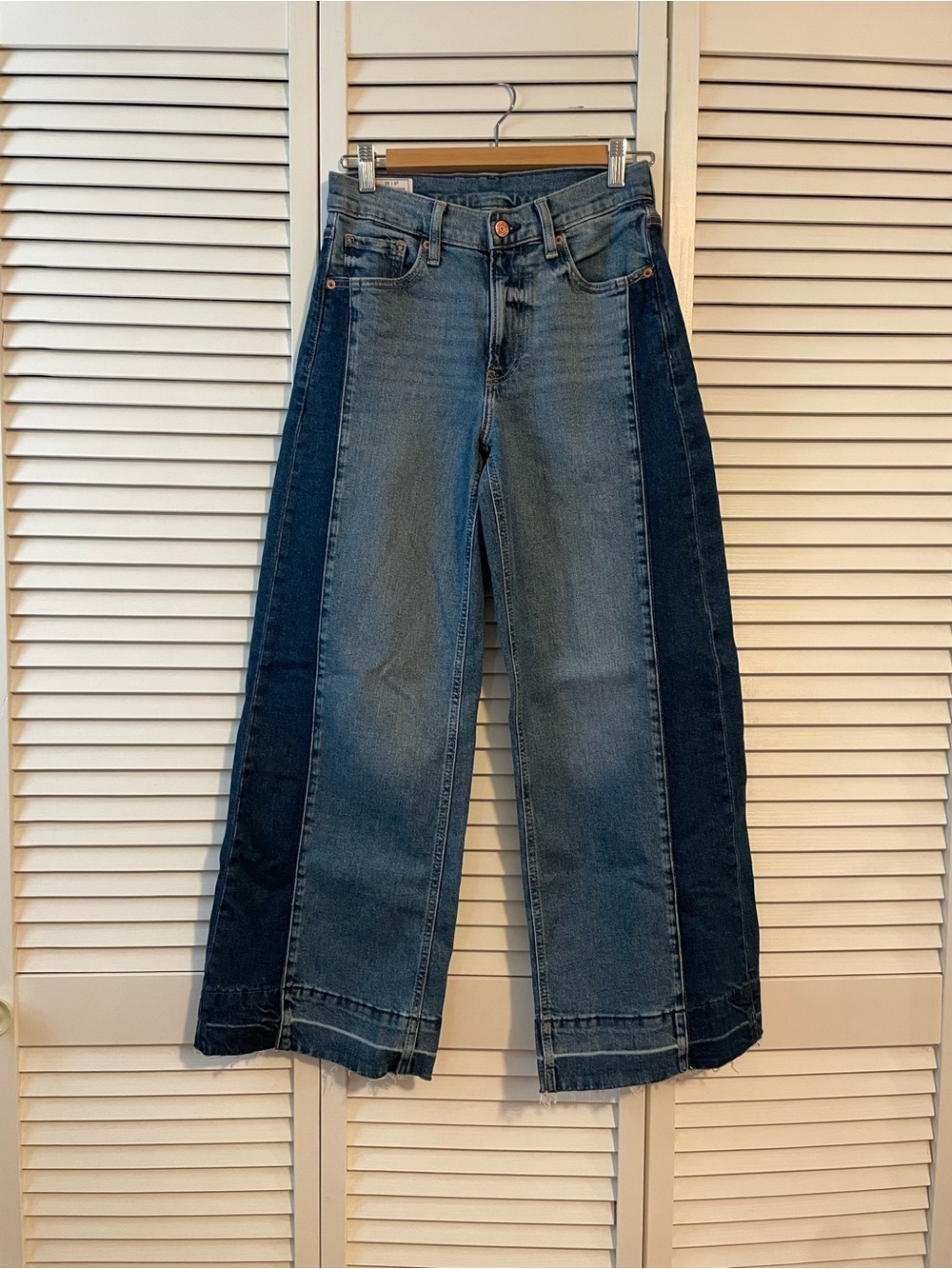 Gap High Rise Stride Two-Tone Wide Leg Women's Blue Jeans 25P